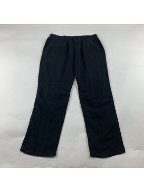 Jolie Black Linen Tapered Leg Ankle Pant USA Made L